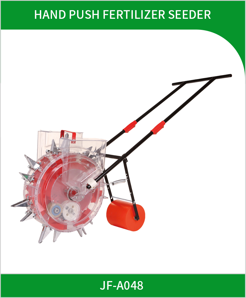 Hand push fertilizer seeder