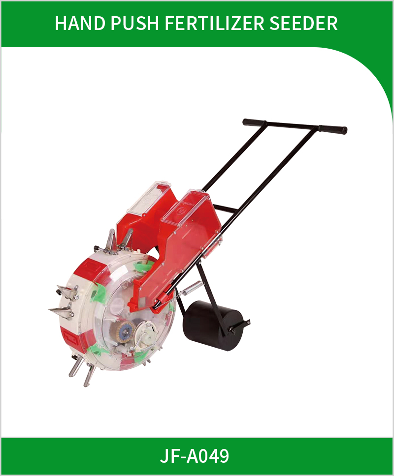 Hand push fertilizer seeder